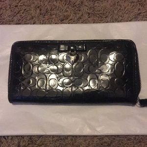 Black COACH paten leather wallet